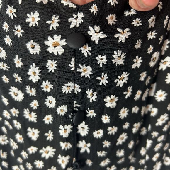 Asos Dress Women's Sz 4 Black Daisy Print Cap Sleeve Knee Length Sundress - Picture 9 of 9